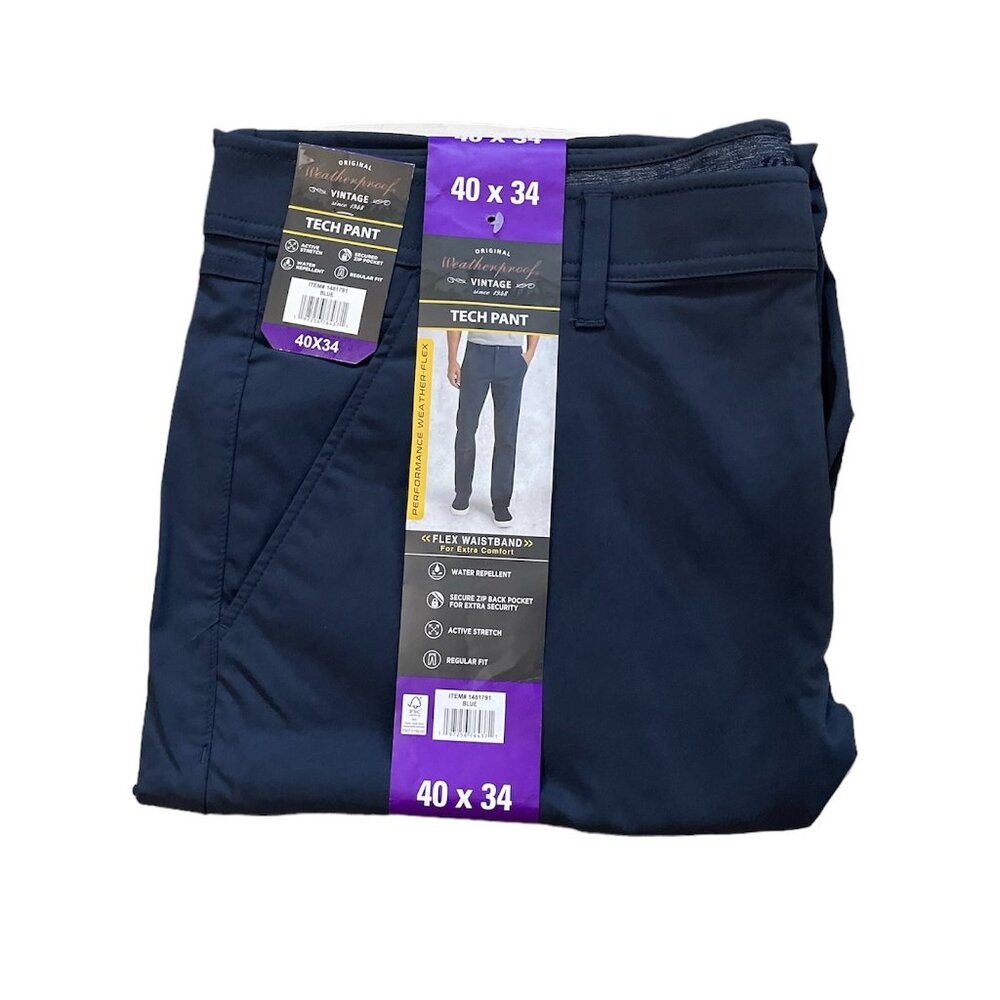Men's Tech pant, Weatherproof Vintage, Blue, 40X34, NWT